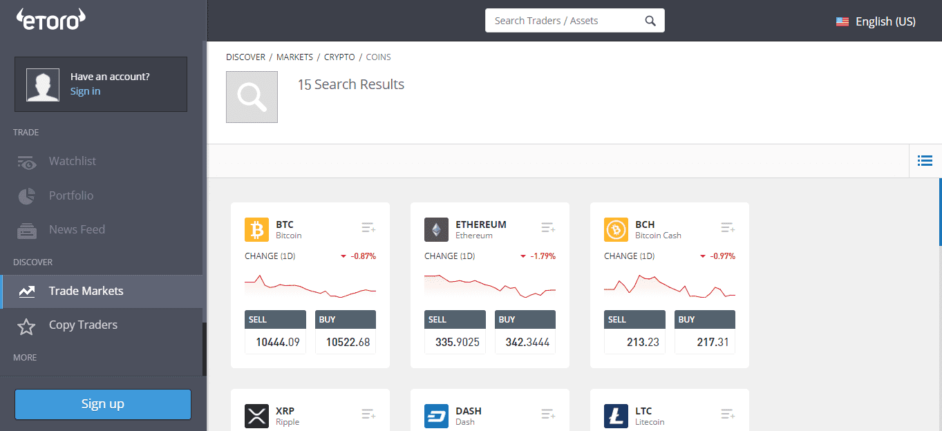 eToro USA traded Cryptos eToro USA traded Cryptos
